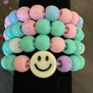 Bracelet set of four, blue and purple themed.